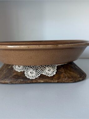 Over and Back Made in Portugal Pie Plate-Brown Stoneware